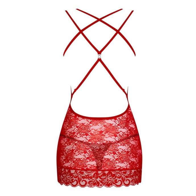 860-CHE-3 chemise & thong red  S/M