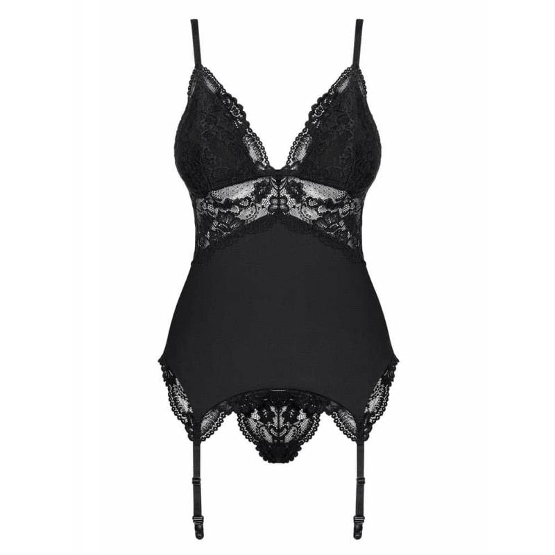810-COR-1 corset & thong black  S/M