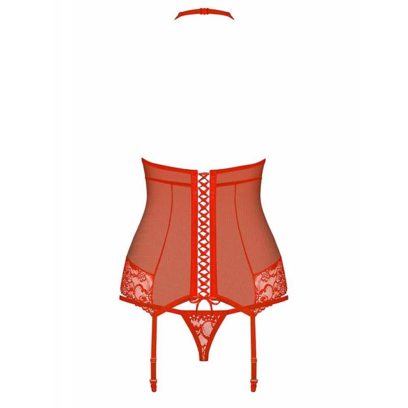 838-COR-3 corset & thong red  S/M