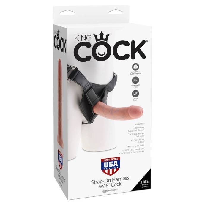 KC STRAP-ON HARNESS W/8" COCK FLESH