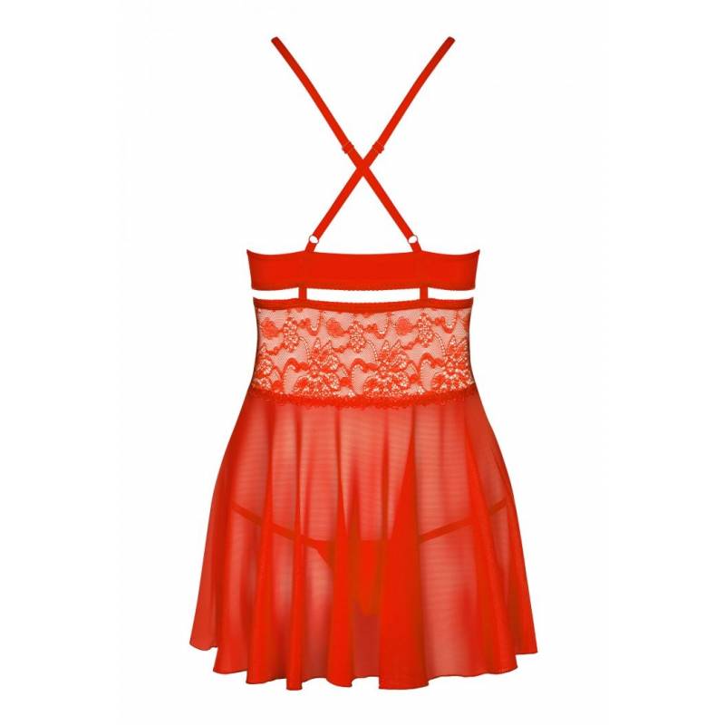 838-BAB-3 BABYDOLL E PERIZOMA ROSSO L/XL