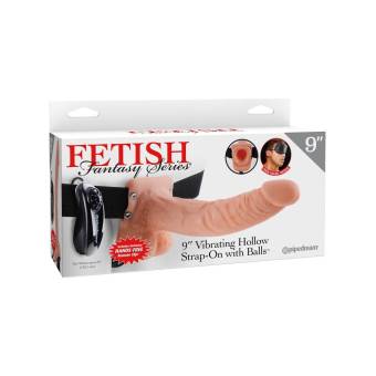 Fetish Fantasy Series Vibrating Hollow Strap-on with balls flesh