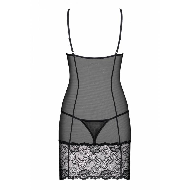 BABYDOLL E PERIZOMA SENSUALE ALLURIA NERO L/XL