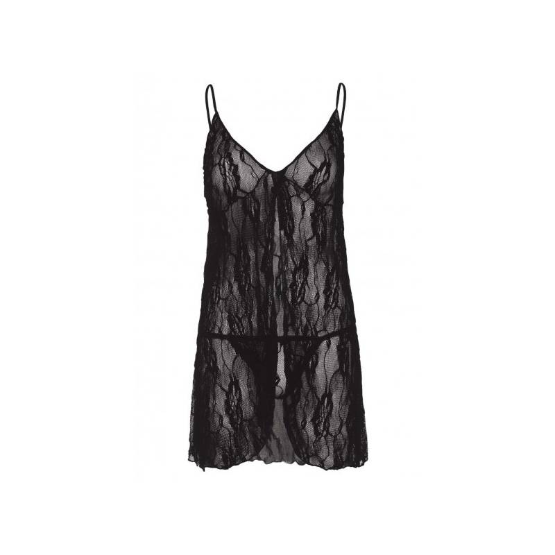 BABYDOLL ELEGANTE ROSE NERO PLUS SIZE
