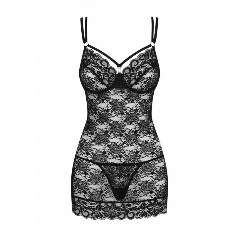 860-CHE-1 BABYDOLL E PERIZOMA NERO L/XL
