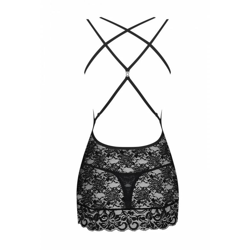 860-CHE-1 BABYDOLL E PERIZOMA NERO L/XL