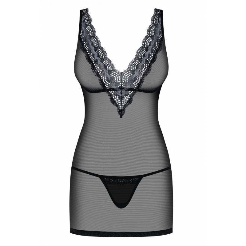 869-CHE-1 BABYDOLL E PERIZOMA SEXY NERO L/XL