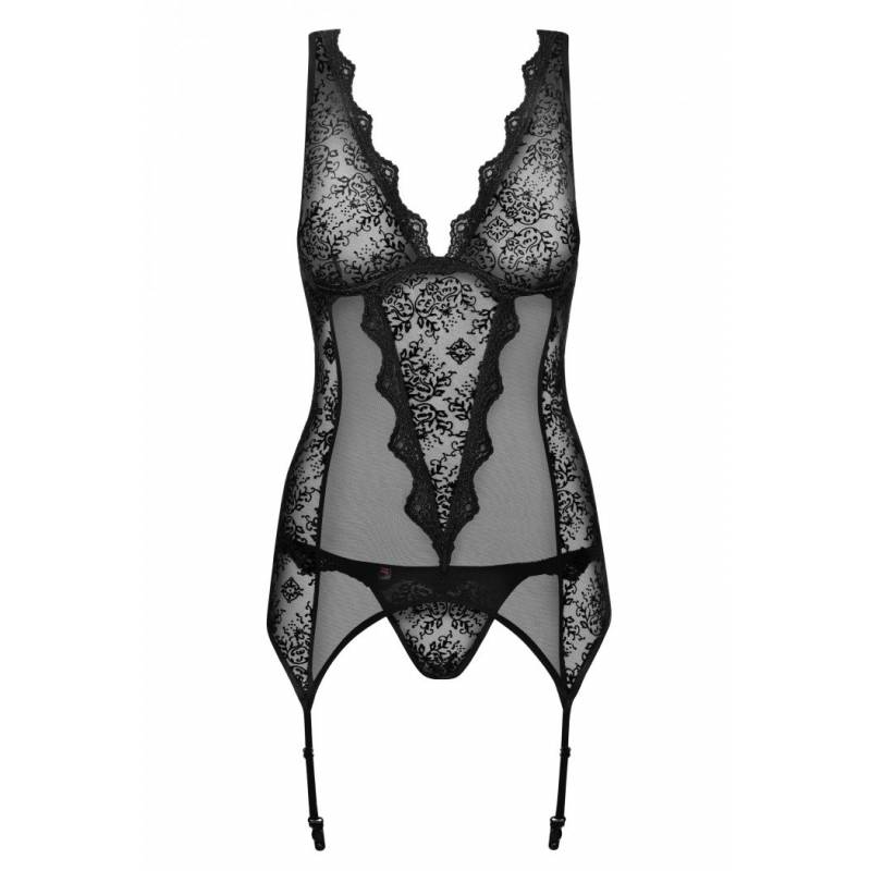 CORSETTO E PERIZOMA HARD EMPERITA NERO S/M