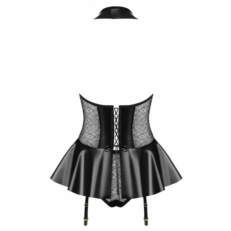 859-COR-1 CORSETTO E PERIZOMA TRASGRESSIVO NERO L/XL