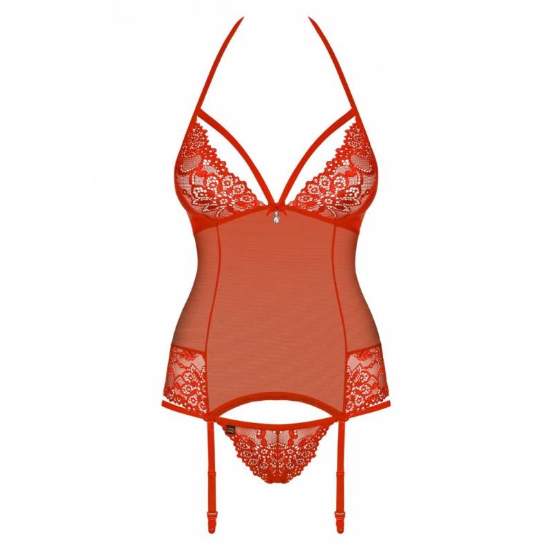838-COR-3 CORSETTO E PERIZOMA SEXY ROSSO L/XL