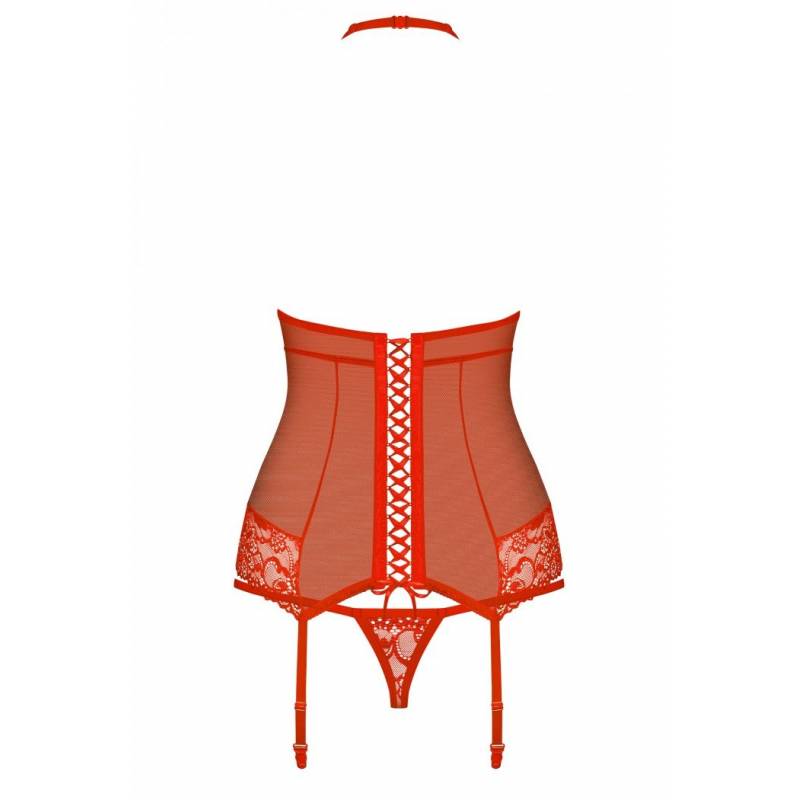 838-COR-3 CORSETTO E PERIZOMA SEXY ROSSO L/XL