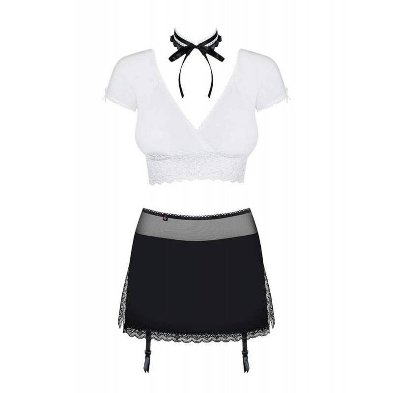 COSTUME SEGRETARIA SEXY BIANCO E NERO L XL