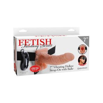 Fetish Fantasy Series Vibrating Hollow Strap-on with balls flesh