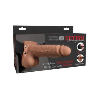 Fetish Fantasy 7" Hollow Rechargeable Strap-On Remote Tan