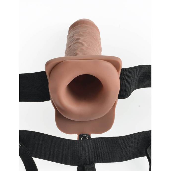 Fetish Fantasy 7" Hollow Rechargeable Strap-On Remote Tan