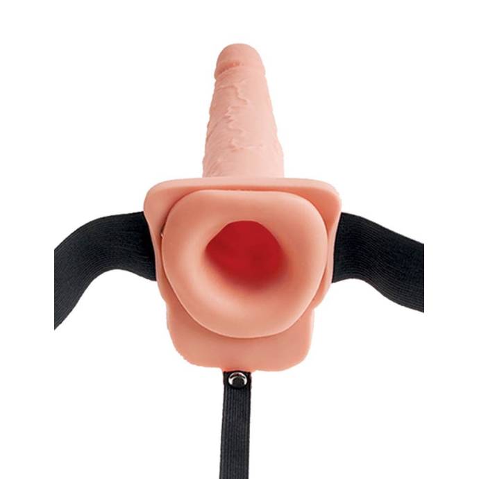 Fetish Fantasy 9" Hollow Squirting Strap-on with Balls Flesh
