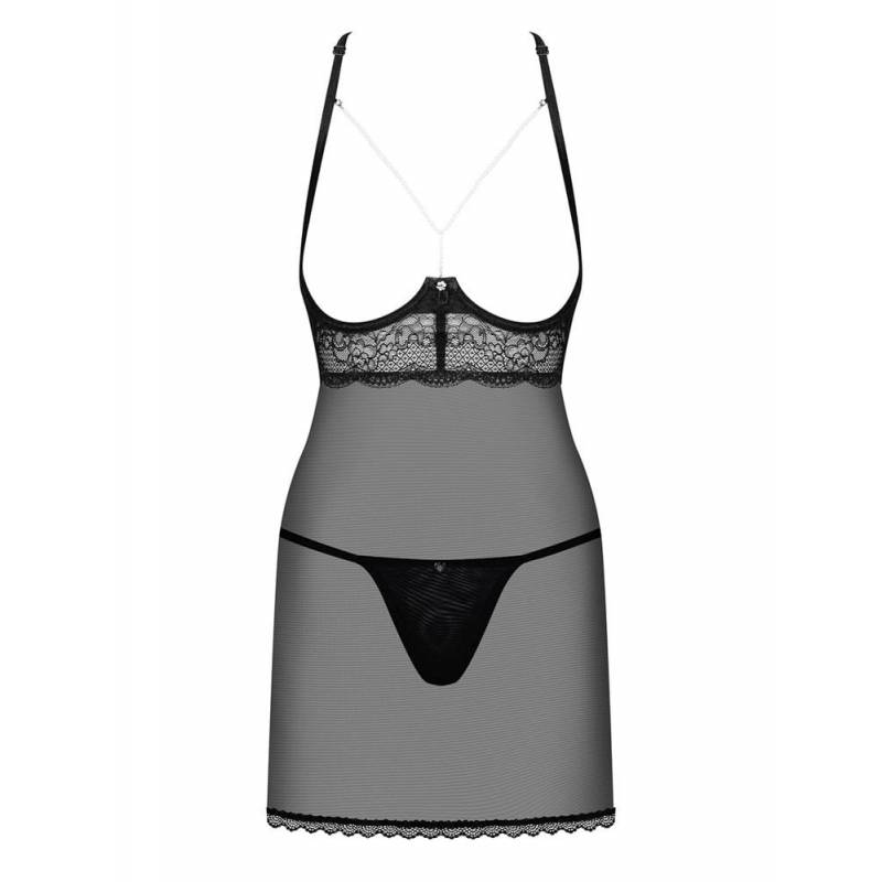 Pearlove chemise & thong black  S/M