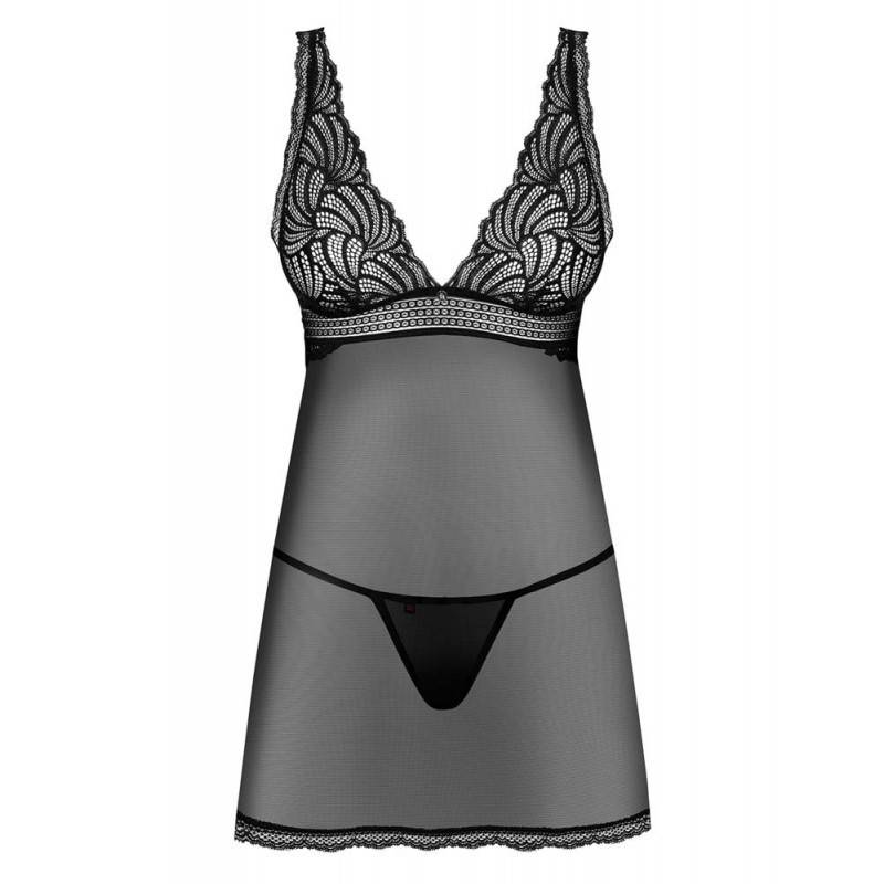 BABYDOLL E PERIZOMA SVETLANA EROTICO NERO L/XL