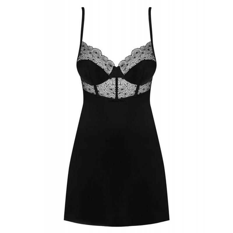 BABYDOLL E PERIZOMA SHARLOTTE SENSUALE NERO S/M