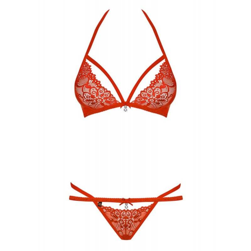 838-SET-3 COMPLETO INTIMO HARD ROSSO L/XL