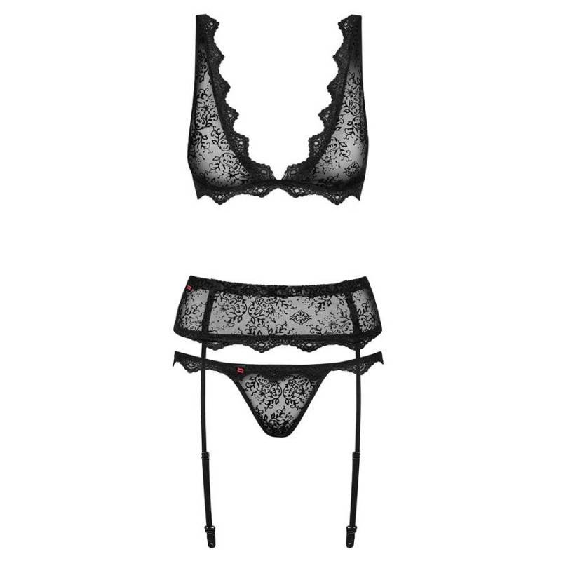 COMPLETO INTIMO CON REGGICALZE EMPERITA HARD NERO L/XL