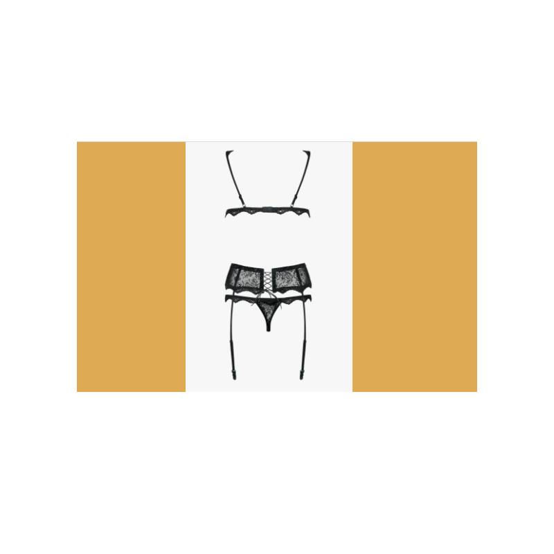 COMPLETO INTIMO CON REGGICALZE EMPERITA HARD NERO L/XL