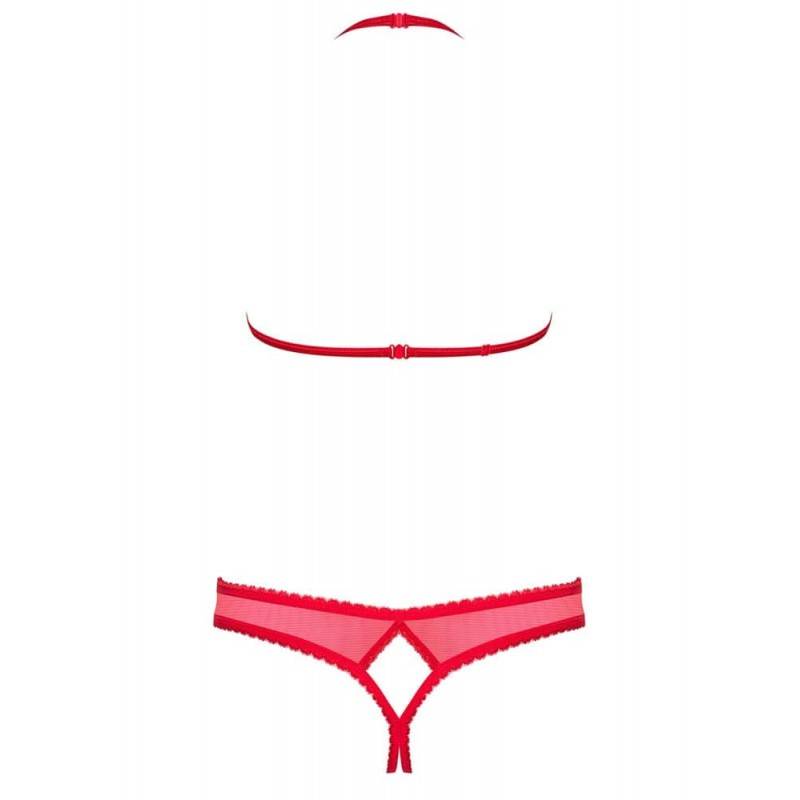870-SEC-3 COMPLETO INTIMO APERTO HOT ROSSO L/XL