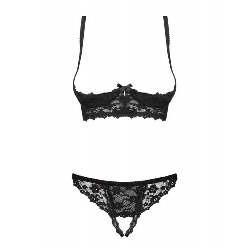 COMPLETO INTIMO LETICA APERTO EROTICO NERO L/XL