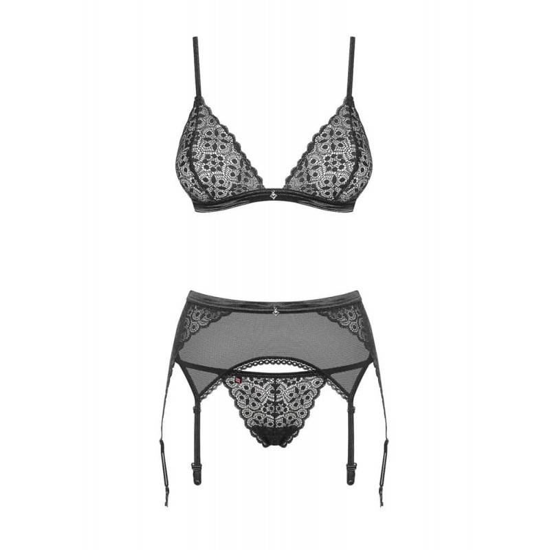 COMPLETO INTIMO SHIBU CON REGGICALZE ELEGANTE NERO S/M