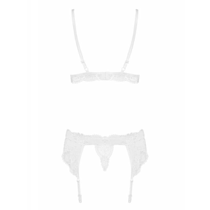 810-SEG-2 COMPLETO INTIMO CON REGGICALZE SENSUALE BIANCO L/XL
