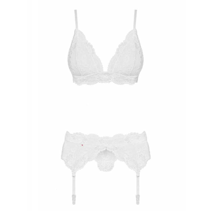 810-SEG-2 COMPLETO INTIMO CON REGGICALZE SENSUALE BIANCO L/XL