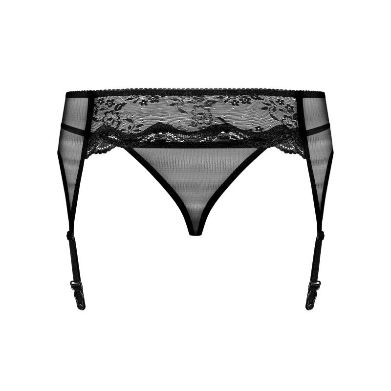 GIARRETTIERA REGGICALZE CON PERIZOMA CHARMS NERO L/XL
