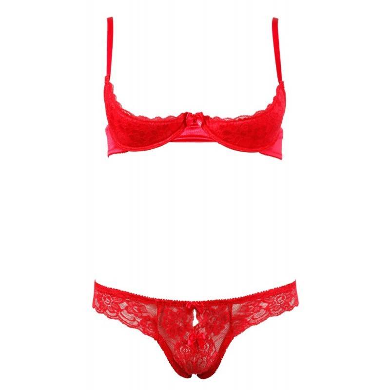COMPLETO INTIMO VALERIE APERTO HOT ROSSO L