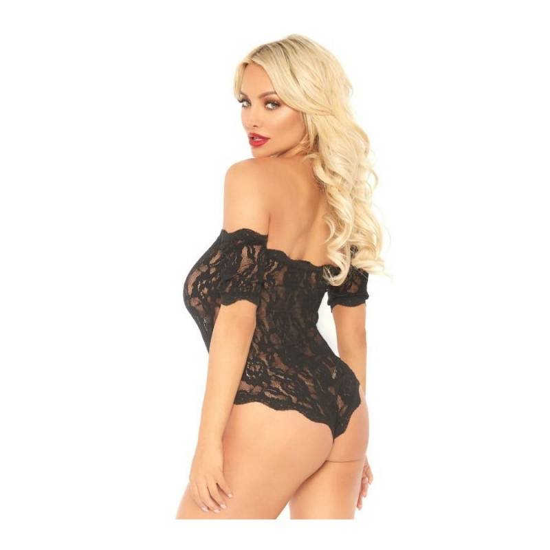 BODY APERTO EROTICO SENZA SPALLINE LACE TEDDY NERO S/M