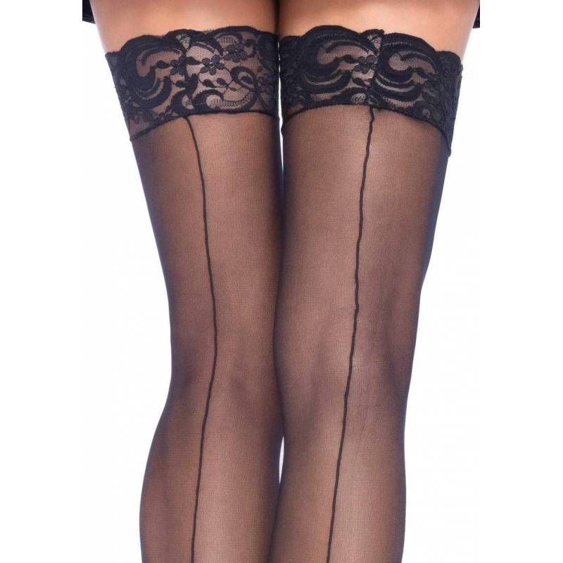 CALZE VELATE CON CUCITURA POSTERIORE NERE S-L
