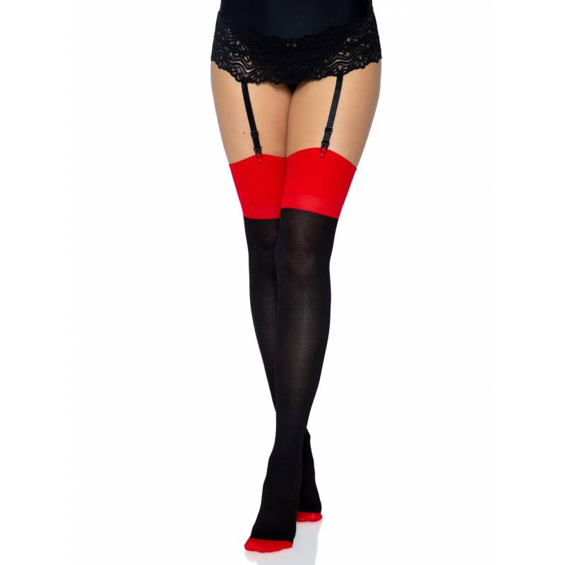 CALZE VELATE BICOLORE ROSSO E NERO S-L