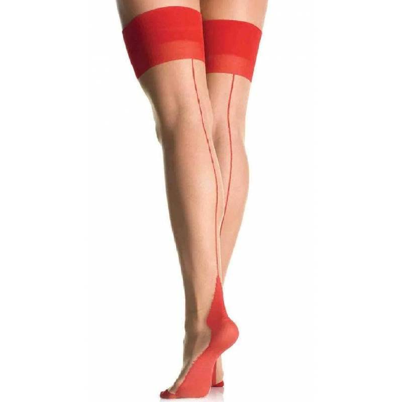 CALZE AUTOREGGENTI BICOLORE ROSSO-CARNE S-L