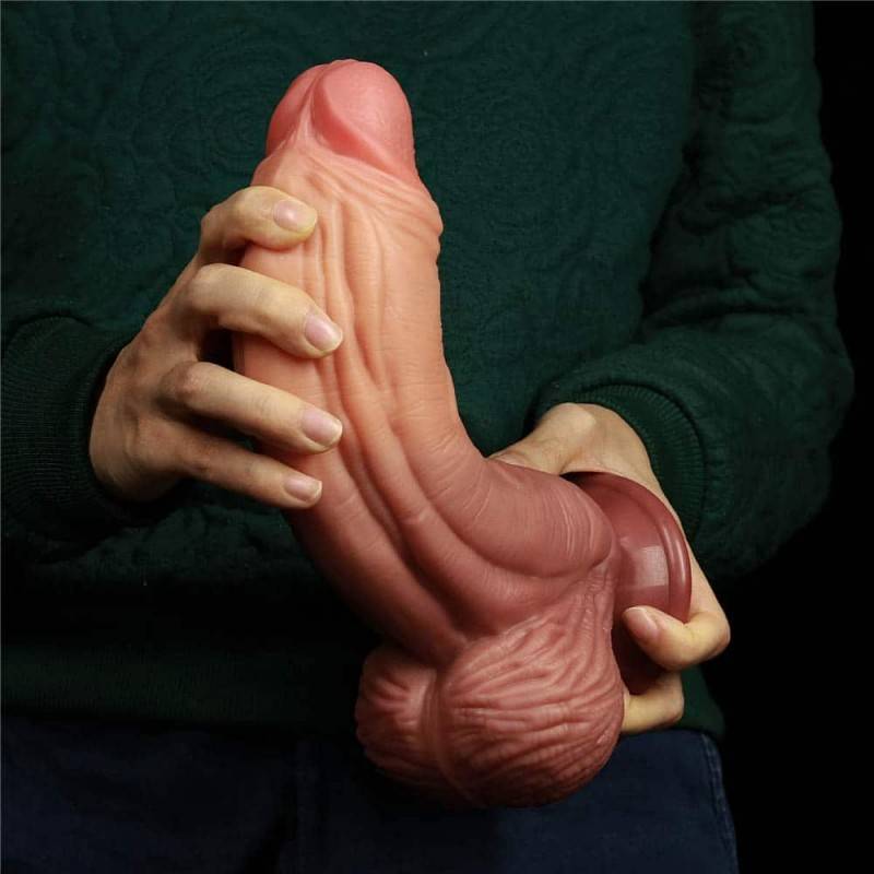 10" DUAL LAYERED PLATINUM SILICONE DILDO GROSSO