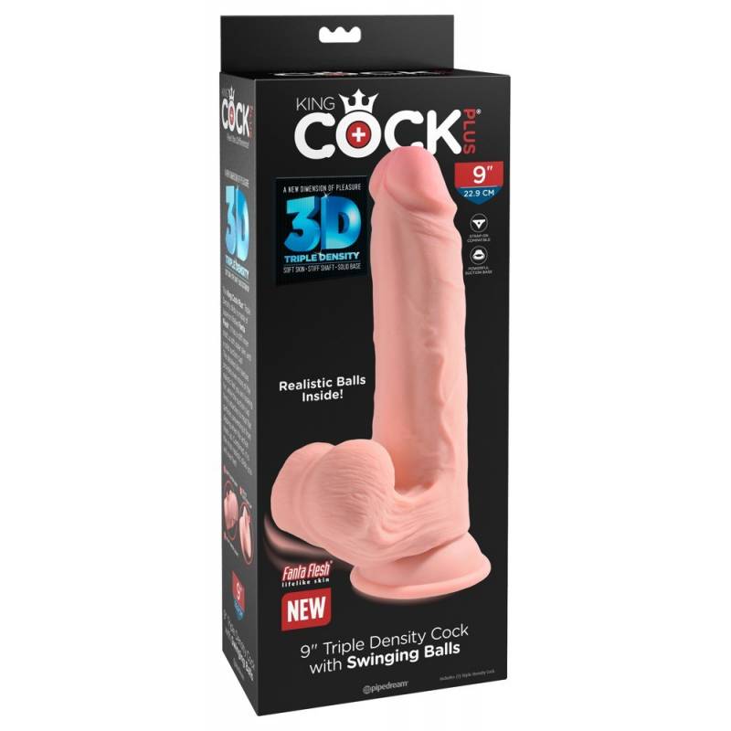 9" KING COCK TRIPLE DENSITY SWINGING DILDO CON TESTICOLI MOBILI