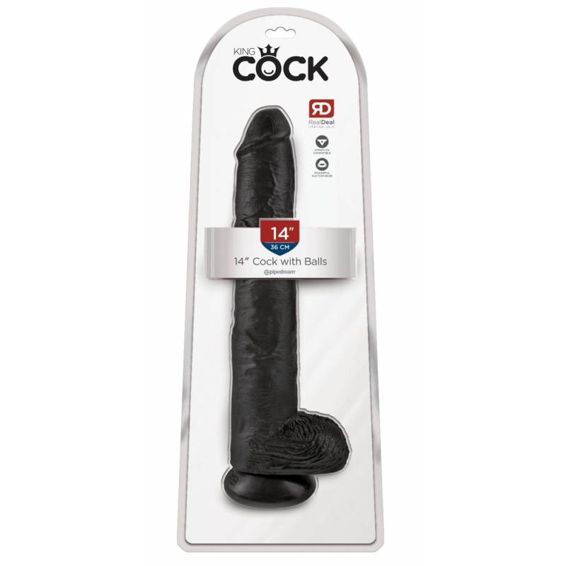 14" KING COCK DILDO GIGANTE NERO CON TESTICOLI
