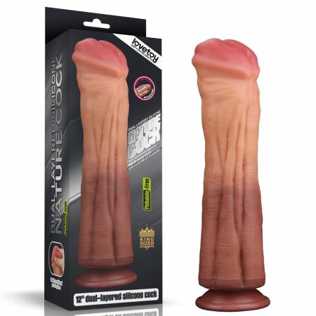 12" DUAL LAYERED PLATINUM SILICONE FANTASY DILDO GIGANTE