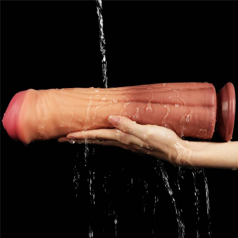 12" DUAL LAYERED PLATINUM SILICONE FANTASY DILDO GIGANTE