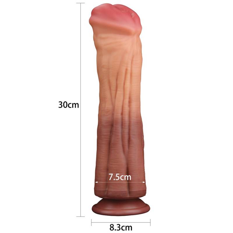 12" DUAL LAYERED PLATINUM SILICONE FANTASY DILDO GIGANTE