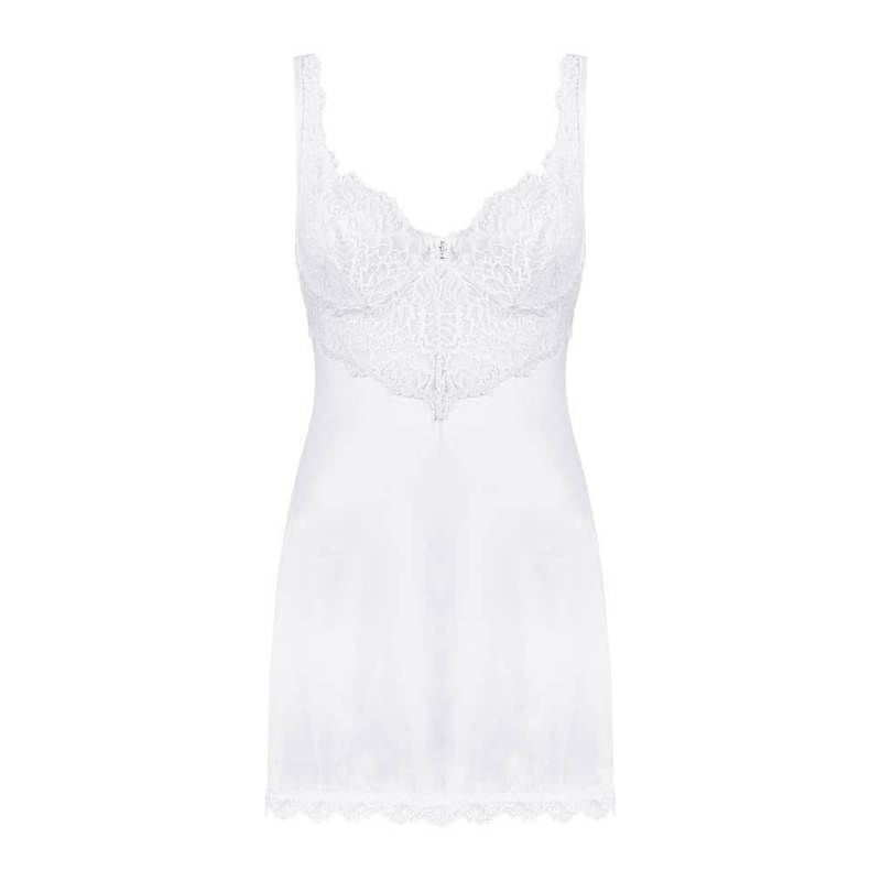 Amor Blanco underwire chemise & thong white  L/XL