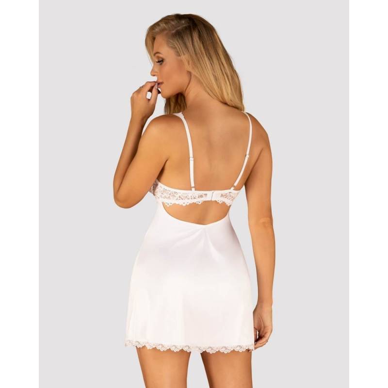 Amor Blanco underwire chemise & thong white  L/XL
