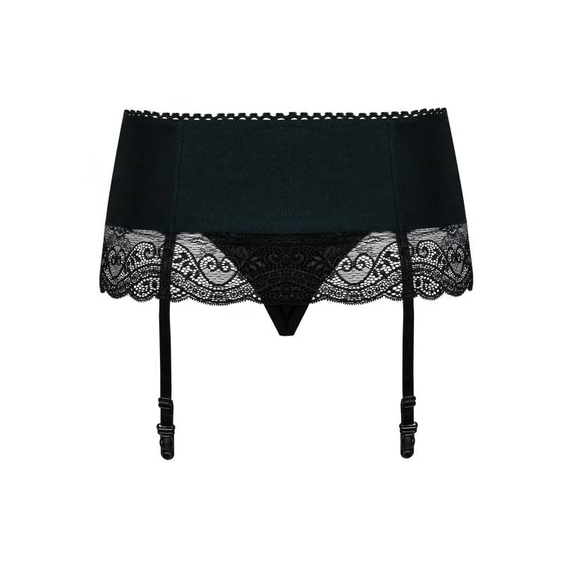 GARTER REGGICALZE NERO CON PERIZOMA S/M