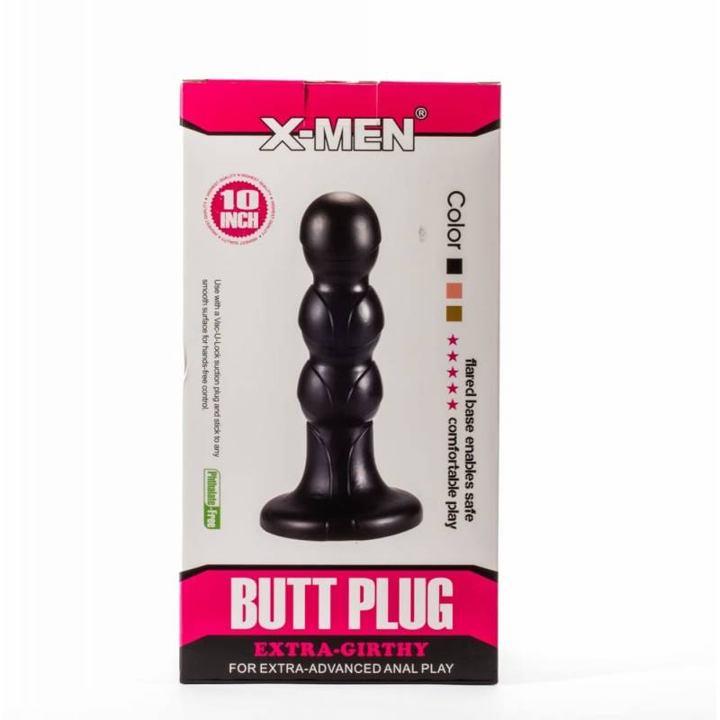 X-Men 10 Extra Girthy Butt Plug Black V"