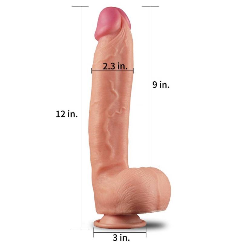 12 Dual Layered Platinum Silicone Cock 1"
