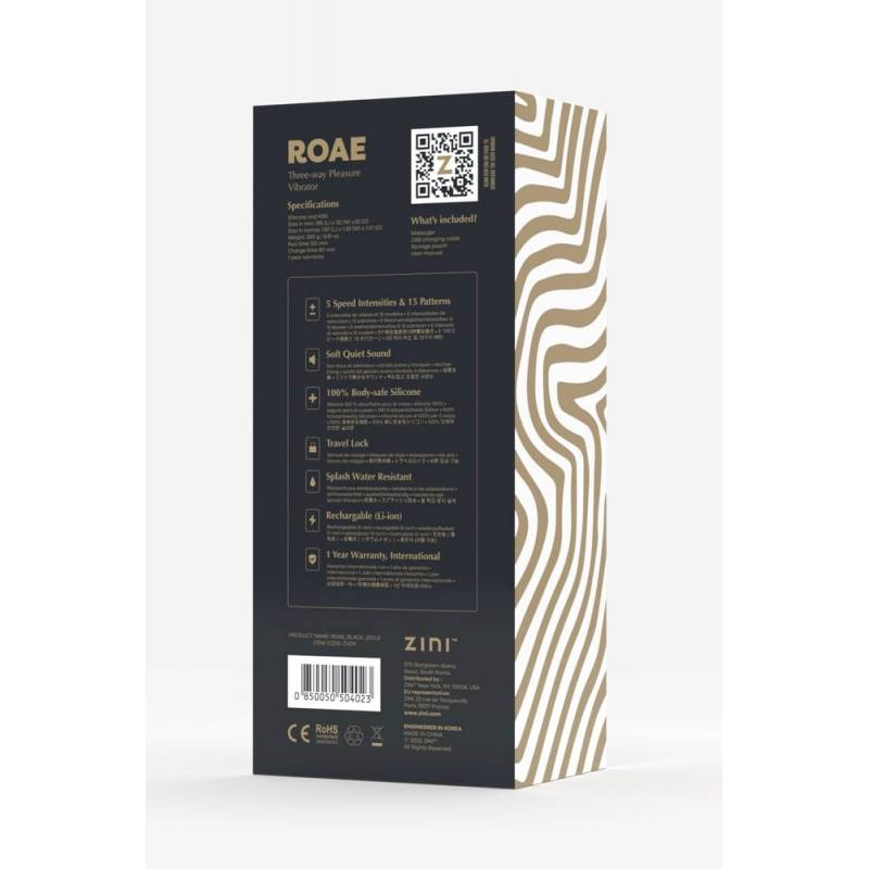 Zini Roae SE Three-way Pleasure Vibrator Black Gold