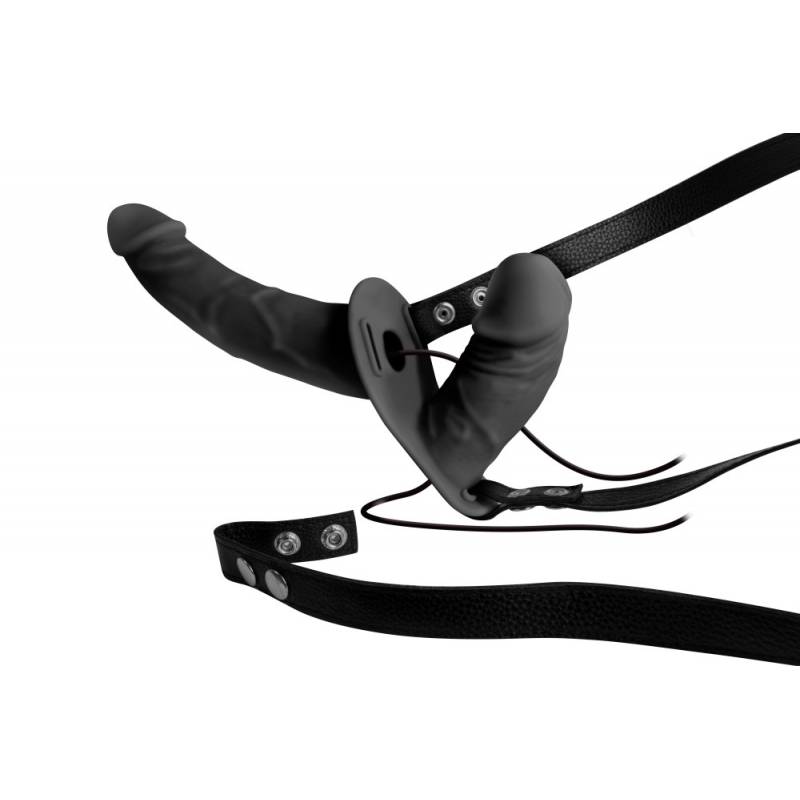 DOUBLE THRUSTER VIBE WITH HARNESS BLACK